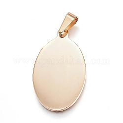 304 Stainless Steel Pendants, Flat Oval, Stamping Blank Tag, Golden, 38x23x2mm, Hole: 10x5mm