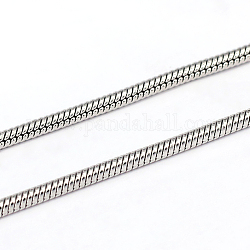 304 Stainless Steel Round Snake Chains, Soldered, Stainless Steel Color, 2mm