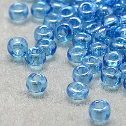 Perline di semi di vetro rotonde di grado 12/0, colori trasparenti lustered, cielo azzurro, 12/0, 2x1.5mm, Foro: 0.3 mm