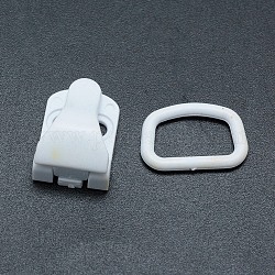 Clip di plastica cucibili ecologiche e set di anelli rettangolari, clip da cintura, bianco, 22mm, Foro: 4x12.5 mm