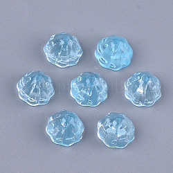 Transparente sprühlackierte Glasperlen, Lotushülse, Licht Himmel blau, 7~7.5x10x10 mm, Bohrung: 1.2 mm