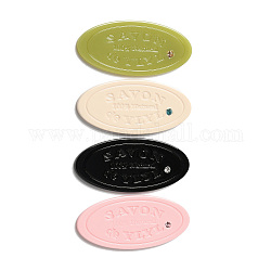 Cellulose Acetate(Resin) Cabochons with Crystal Rhinestone, Oval with Word, Mixed Color, 25x56x2~2.5mm