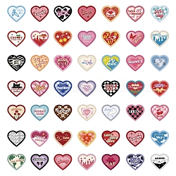 Adesivi autoadesivi in PVC con cuore d'amore a forma di cartone animato, decalcomanie a forma di cuore impermeabili, per regali decorativi per feste, artigianato artistico per bambini, colore misto, 40~60mm, 50 pc / set