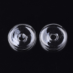 Handgemachte mundgeblasene Glasflaschen, für die Herstellung von Glasfläschchenanhängern, Flachrund, Transparent, 27x7 mm, Halb Loch: 6 mm