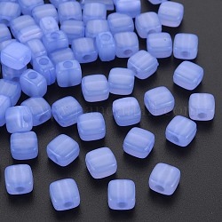Perline acrilico jelly imitato, quadrato, blu ardesia medio, 8x8x5.5mm, Foro: 2.5 mm, circa 1800pcs/500g