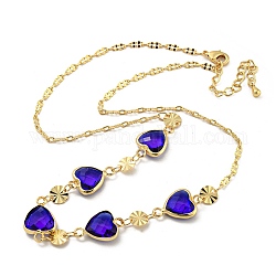 Ожерелья-нагрудники с гранеными сердечками из стеклянных бусин, ожерелья из латунной цепочки, золотые, 15.83 дюйм (40.2 см)