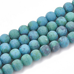 Perles synthétiques chrysocolla brins, mat, ronde, 8mm, Trou: 1mm, Environ 47 pcs/chapelet, 15.5 pouce