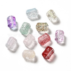 Spray Painted Transparent Glass Beads, Column, Mixed Color, 17x11mm, Hole: 1.6mm