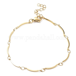 Placage ionique (ip) 304 bracelets de chaîne à maillons incurvés en acier inoxydable, or, 7-1/4 pouce (18.5 cm)