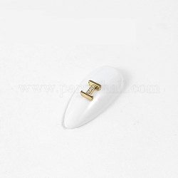 Alloy Nail Art Decorations, with Cubic Zirconia, Clear, Golden, Letter.I, 5.5x4.5mm