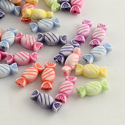 Perles en acrylique de style artisanal, candy, couleur mixte, 7x15x5mm, Trou: 2mm, environ 1200 pcs/500 g