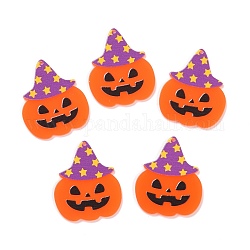 Colgantes de acrílico, para halloween, calabaza con sombrero, naranja oscuro, 39x33x2mm, agujero: 1.5 mm