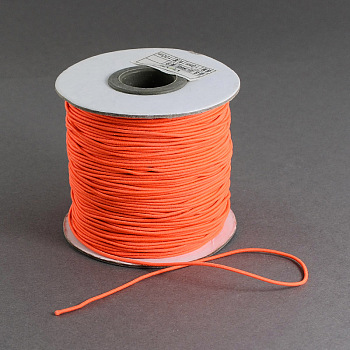 Cordon élastique rond, avec l'extérieur en nylon et caoutchouc à l'intérieur, rouge-orange, 1mm, environ 109.36 yards (100 m)/rouleau