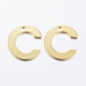 304 charms in acciaio inox, letter.c, oro, 11x10x0.8mm, Foro: 1 mm