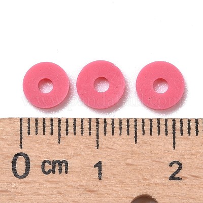 Handmade Polymer Clay Beads, for DIY Jewelry Crafts Supplies, Disc/Flat  Round, Heishi Beads, Red, 6x1mm, Hole: 2mm, about 1175pcs/50g