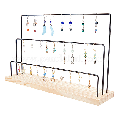 Pandahall Elite Earring Holder Organizer, 70 Holes Jewelry Display Stands  Ear Stud Holder Rack Earring Jewelry Organizer Holder Tower Rack with  Bamboo Tray for Earrings Display Home Retail Use 