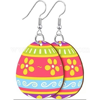 Pendientes colgantes de acrílico con estampado de Pascua&nbsp;FS-WG616F7-04-1