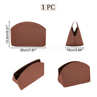  WADORN Purse Insert Organizer, Felt Tote Shaper Pouches Insert  Divider Organizer Handbag Insert Bag in Bag for LV BOULOGNE Multi Pocket  with Zipper for Underarm Bag Shaper, 3.5x9.8x3.9 Inch (Brown) 