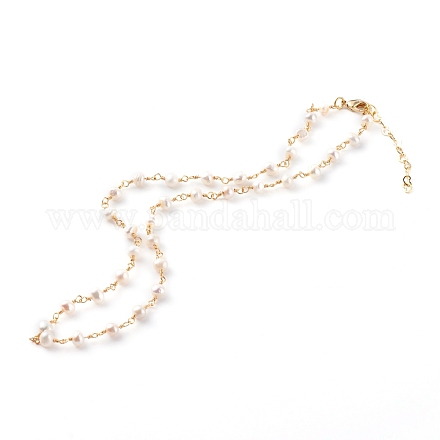 Natural Pearl Beaded Necklaces NJEW-JN03435-01-1