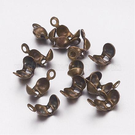 Antique Bronze Tone Iron Bead Tips Knot Covers for Jewelry Accessories X-E037Y-NFAB-1