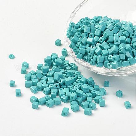 Perles de rocaille cubes en verre de couleur opaque X-SEED-R026-A16-1