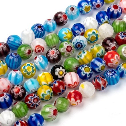 Chapelets de perles en verre de millefiori manuelles LK14-1