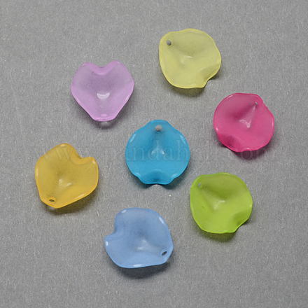 Mixed Transparent Frosted Acrylic Petal Pendants X-FACR-R015-27x25mm-M-1