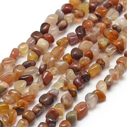 Chapelets de perles en bois pétrifié naturel G-F465-20A-1