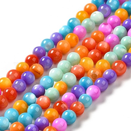 Chapelets de perles de coquille d'eau douce naturelle teinte X-SHEL-G014-05C-04-1