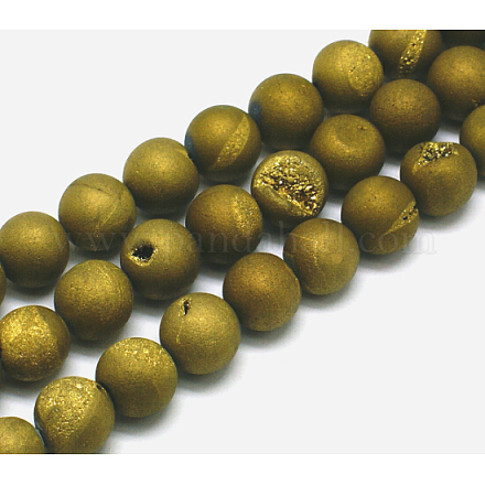 Galvanisieren natürliche Achat runde Perle Stränge G-M171-10mm-03-1