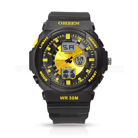 Ohsen marca de deporte de silicona relojes de doble movimiento unisex WACH-N002-01-1