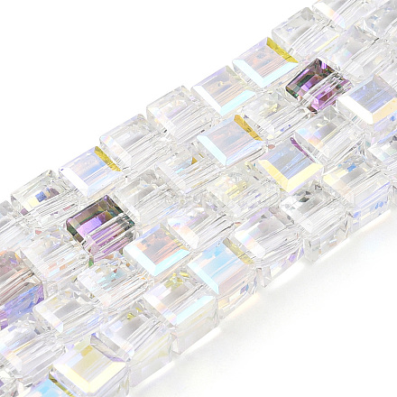 Electroplate Glass Beads Strands EGLA-R030-7x7mm-20-1