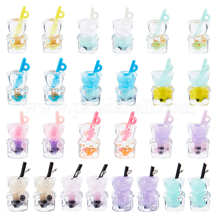 SUNNYCLUE 1 Box 52Pcs 13 Styles Boba Tea Charms Milk Tea Fruit Bubble Tea Charm Resin Bear Animal 3D Imitation Bottle Charms for Jewelry Making Charms Earring Necklace Bracelet Keychain Supplies FIND-SC0003-29-1