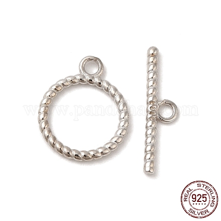 Rhodium Plated 925 Sterling Silver Toggle Clasps STER-G038-02P-1