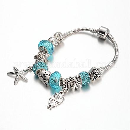 Bracelets en alliage avec perles européennes avec strass BJEW-L602-14-1