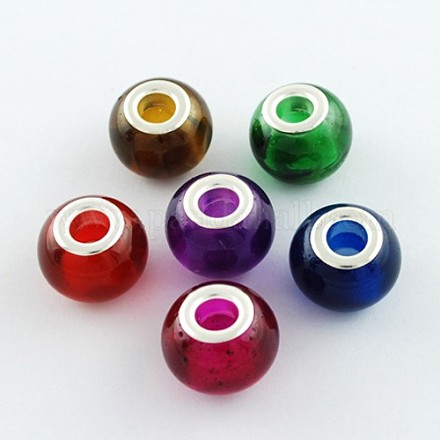 Grande rondelle de trou pulvérisation mixte verre peint perles européennes X-GPDL-R002-M1-1