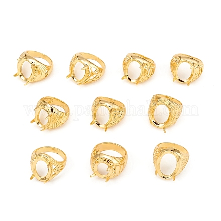 Long-Lasting Plated Brass Finger Ring Components KK-D160-03G-1