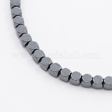 Faceted Non-magnetic Synthetic Hematite Cube Beads Strands G-N0014-26-1