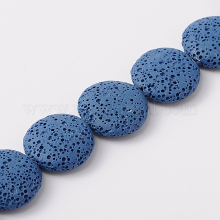Brins de perles de roche de lave synthétique teintes aux lentilles G-N0103-21-1