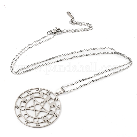 201 Stainless Steel Constellations with Star Pendant Necklace with Cable Chains NJEW-Q317-30P-1