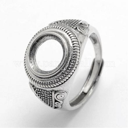 Adjustable Thai Sterling Silver Wide Band Ring Components STER-F025-07AS-1