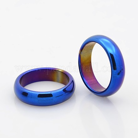 Electroplate Non-Magnetic Synthetic Hematite Wide Band Rings RJEW-J006A-01-1