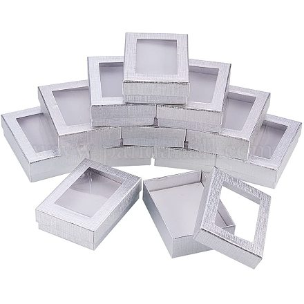 NBEADS 30 Pcs Silver Gift Boxes Presentation Box with Padding - Birthday Gift Box - Necklace Box Earring Box Ring Box Cardboard Jewellery Boxes CBOX-NB0001-03-1