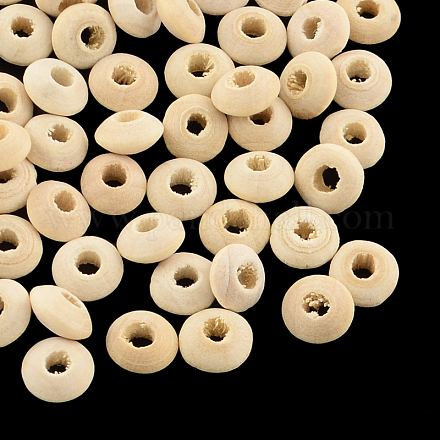 Undyed Natural Wood Rondelle Beads WOOD-R253-09-LF-1