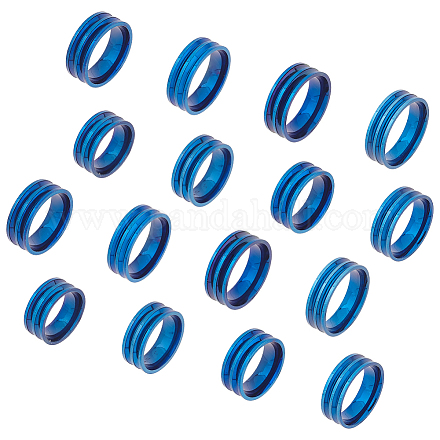 Unicraftale 16 個 8 サイズチタン鋼溝付き指輪男性女性用  ブルー  内径：16~23mm  2個/サイズ RJEW-UN0002-63-1
