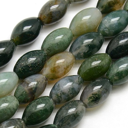 Natural Oval Moss Agate Beads Strands G-P063-01-1