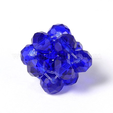 Faceted Dyed Weaved Flower Glass Woven Beads GLAA-JF-8MM-25L-1