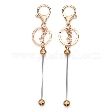 Galvanisierter Perlen-Schlüsselanhänger aus Legierung und Messing für die Schmuckherstellung DIY-YW0007-57G-1
