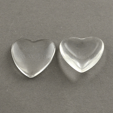 Transparent Glass Heart Cabochons GGLA-R021-12mm-1
