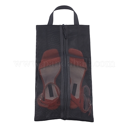 Ph pandahall organisateur de chaussures étui de transport de chaussures en nylon pochette de rangement de chaussures anti-poussière sacs à chaussures de voyage noirs avec poignée pour baskets chaussures de sport à talons hauts hommes femmes AJEW-WH0317-48-1